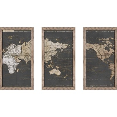 'World Map in Gold and Gray' Graphic Art Print Multi-Piece Image - Image 0