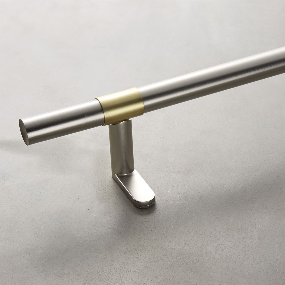 Seamless Nickel with Brass Band Curtain Rod Set 88""-120""x1""dia. - Image 0