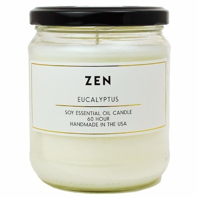 Zen Eucalyptus Essential Oil Soy Scented Jar Candle - Image 0