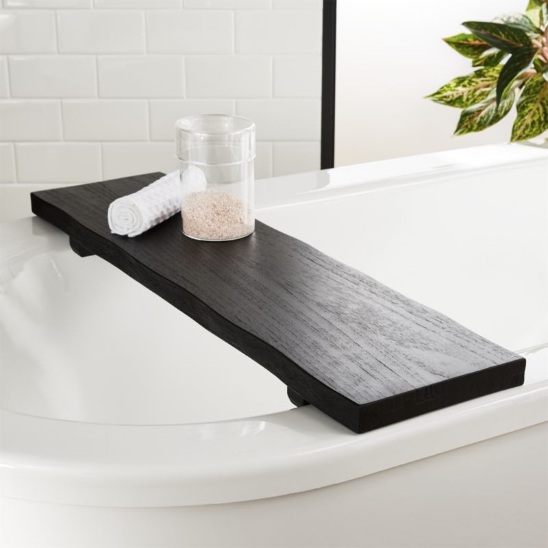Live Edge Charred Teak Bath Caddy - Image 2