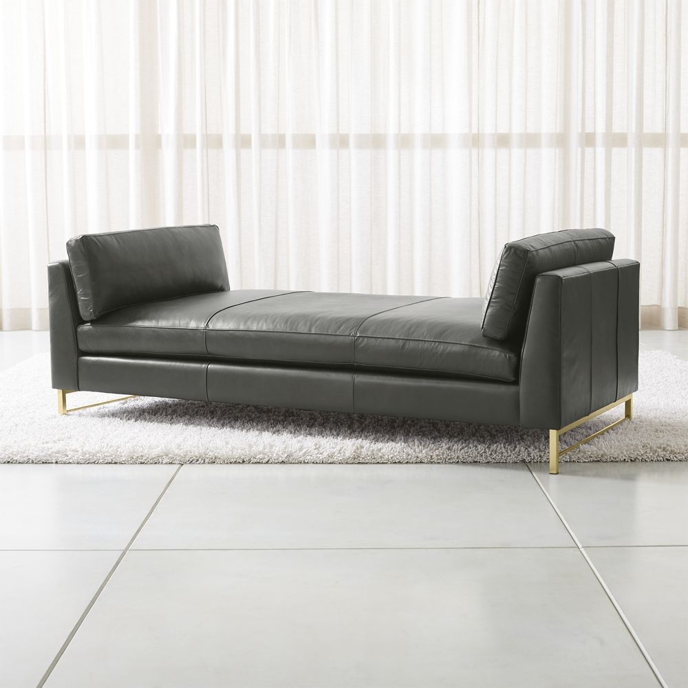 Tyson Leather Daybed with Brass Base - Image 0
