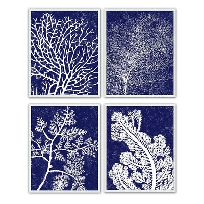 'Coral Silkscreen' 4 Piece Picture Frame Graphic Art Set - Image 0