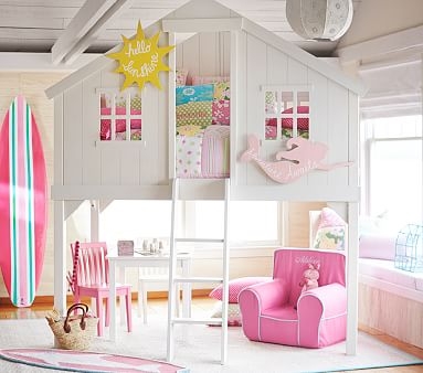 Treehouse Loft Bed, Twin, French White - Image 1