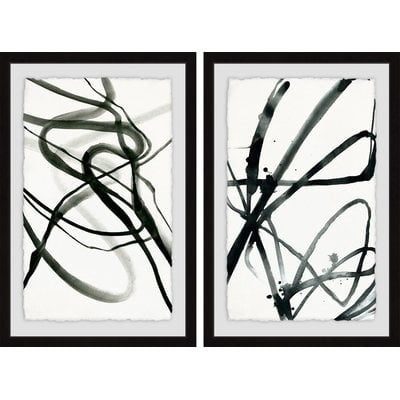'Toxic Lines Diptych' 2 Piece Framed Print Set in Black/White - Image 0