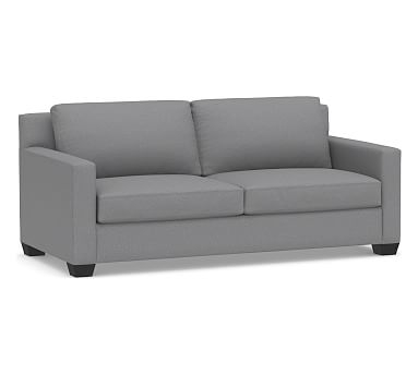 York Square Arm Upholstered Sofa 80.5", Down Blend Wrapped Cushions, Textured Twill Light Gray - Image 0