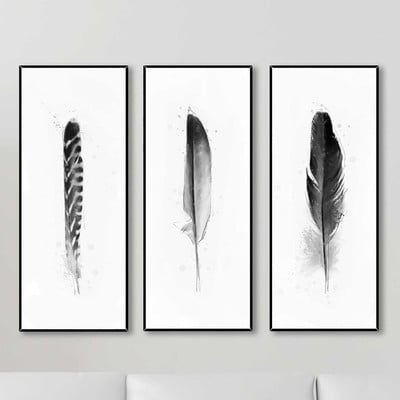 'Feathers' 3 Piece Framed Graphic Art Set - Image 0