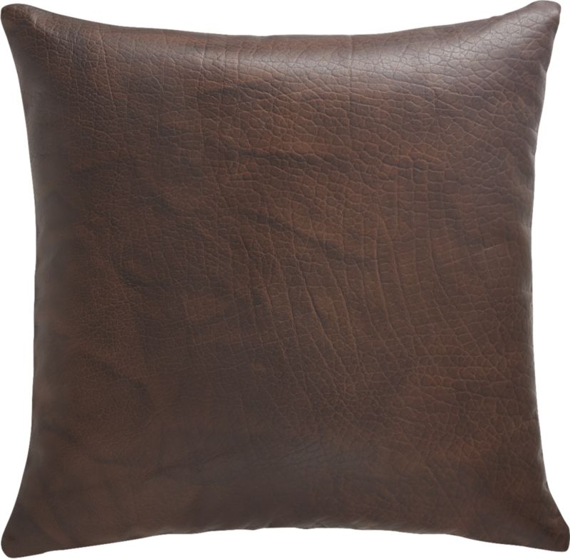 "16"" Branca Dark Brown Leather Pillow with Feather-Down Insert" - Image 2