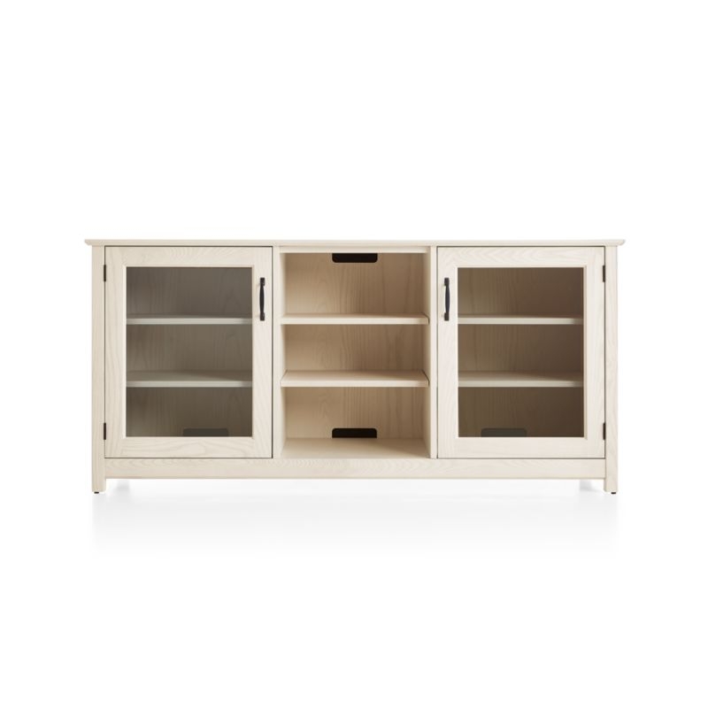 Ainsworth Cream 64" Media Console with Glass/Wood Doors - Image 1
