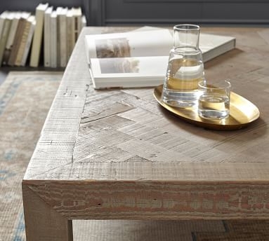 Hadley Herringbone Reclaimed Wood Coffee Table, Manza Gray - Image 2