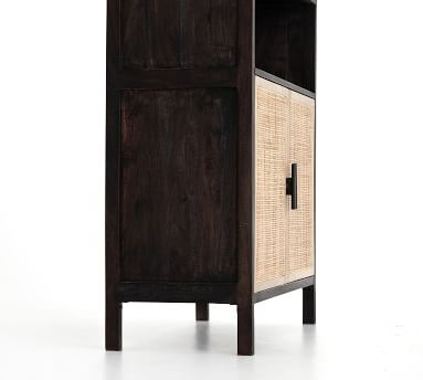 Dolores Cane Bookcase with Doors, Black, 35"L x 74"H - Image 2