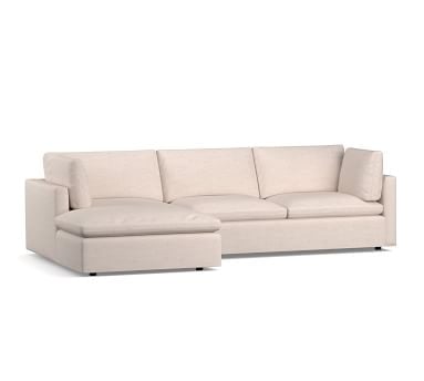 Bolinas Upholstered Left Arm Loveseat with Chaise Sectional, Down Blend Wrapped Cushions, Performance Twill Metal Gray - Image 2