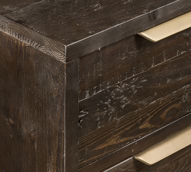 Braden Reclaimed Wood 3-Drawer Dresser, Dark Carbon/Antique Brass - Image 1