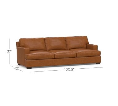 Townsend Square Arm Leather Grand Sofa 100.5", Polyester Wrapped Cushions, Leather Statesville Caramel - Image 4