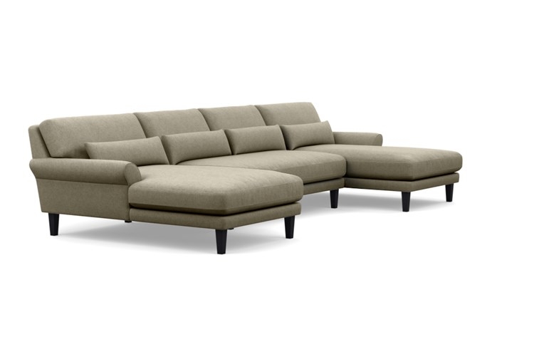 Henry Left Sectional with Grey Mushroom Fabric, extended chaise, and Matte Black legs - Image 3
