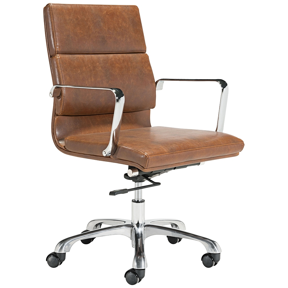 Ithaca Vintage Brown Faux Leather Adjustable Office Chair - Style # 53X30 - Image 0