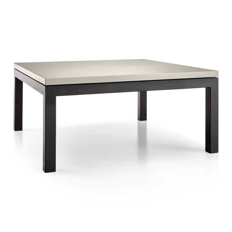 Parsons Grey Solid Surface Top/ Dark Steel Base 36x36 Square Coffee Table - Image 1