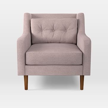 Crosby Armchair, Distressed Velvet, Light Pink, Pecan - Image 2