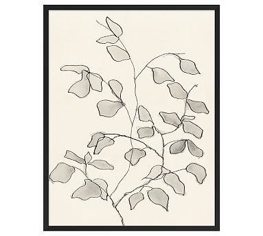 Charcoal Leaves Framed Print, 26 x 32" - Image 0
