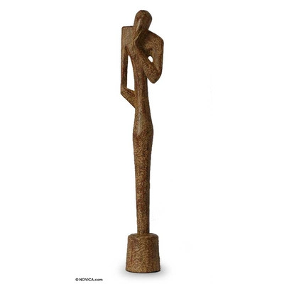 Rita Addo Zakour Handmade Thought and Meditation Wood Sculpture - Image 0