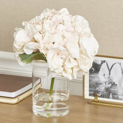 Faux Pink Hydrangea in Glass Vase - Image 0