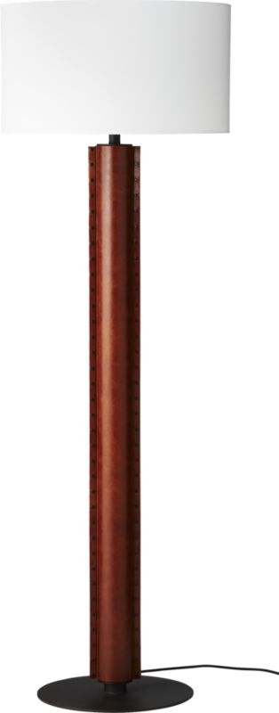 Rivet Brown Leather Floor Lamp - Image 2