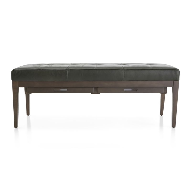 Nash Leather Small Tufted Bench with Tray - Image 1