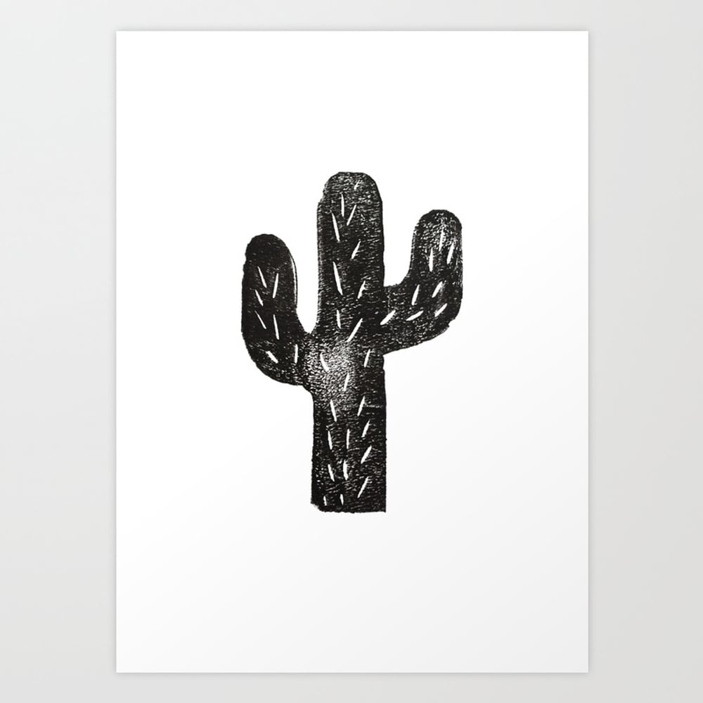 Stamped Cactus Art Print - Mini by Wesleybird - Image 0