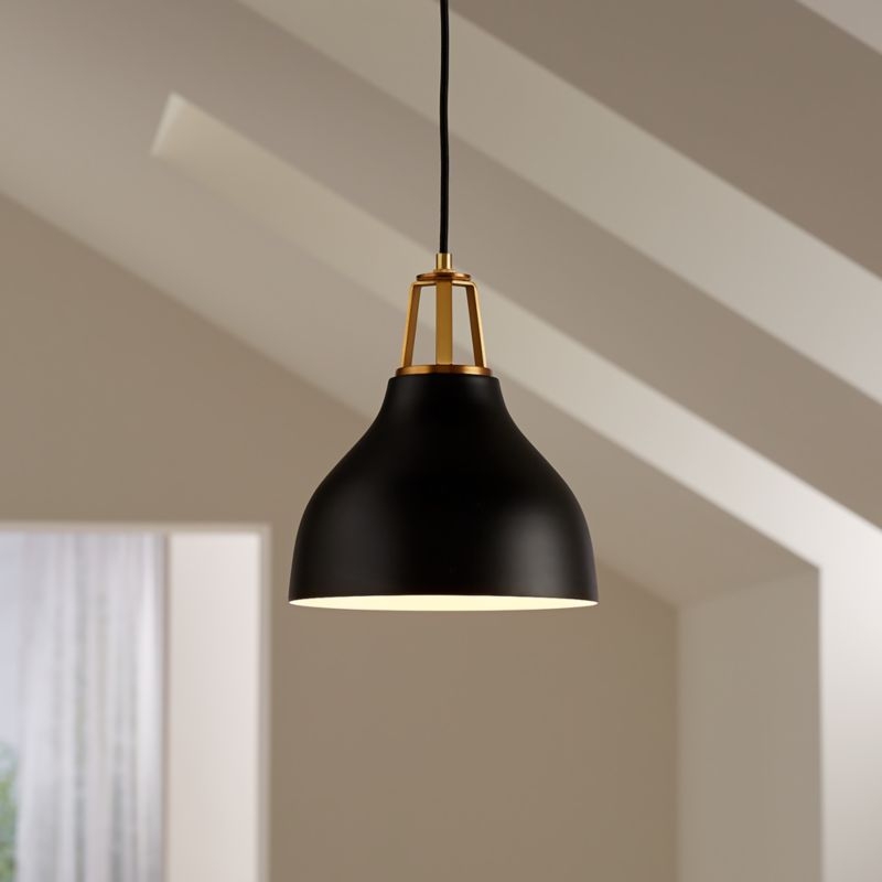 Maddox Black Bell Large Pendant Light with Brass Socket - Image 5