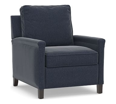 Tyler Square Arm Upholstered Recliner without Nailheads, Down Blend Wrapped Cushions, Sunbrella(R) Performance Chenille Indigo - Image 0