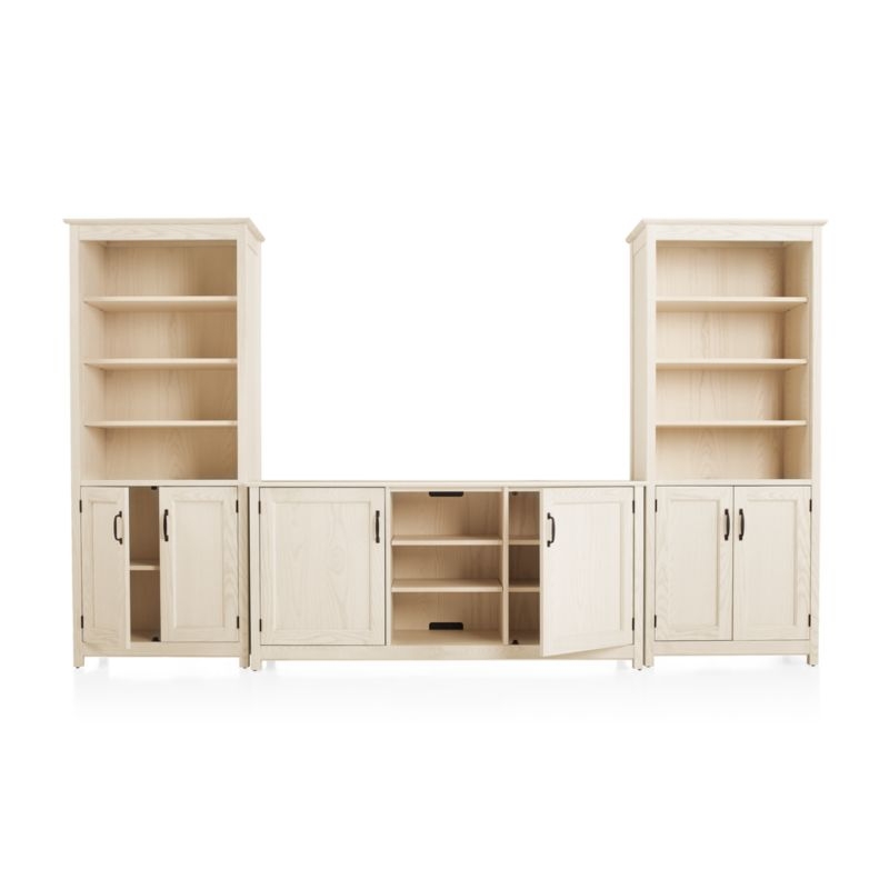 Ainsworth Cream 64" Media Center and 2 Towers with Glass/Wood Doors /Made-to-order - Image 1