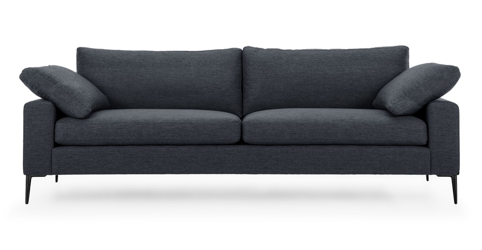 Nova Bard Gray Sofa, Black Legs - Image 0