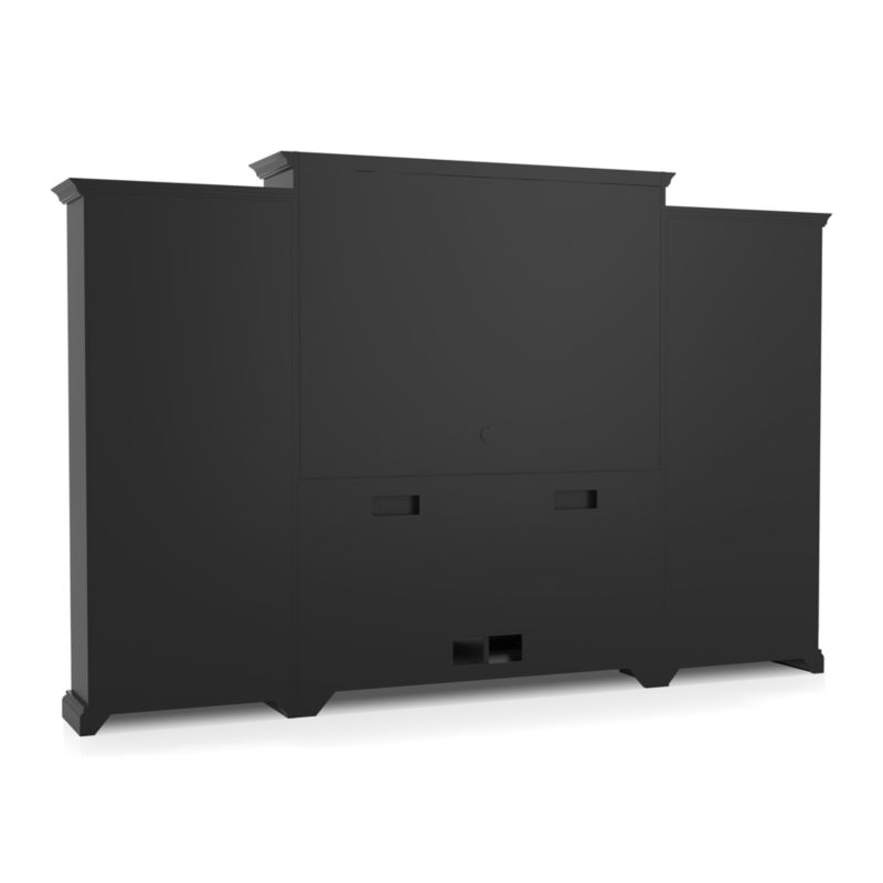 Cameo 4-Piece Modular Bruno Black Glass Door Wall Unit with Open Bookcases - Image 4