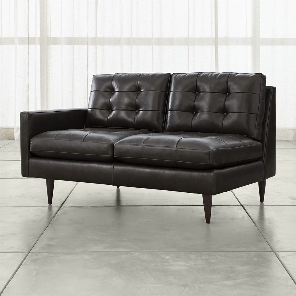 Petrie Leather Left Arm Midcentury Loveseat - Image 0