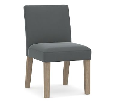 PB Classic Square Arm Upholstered Dining Side Chair, Seadrift Frame, Performance Plush Velvet Slate - Image 0