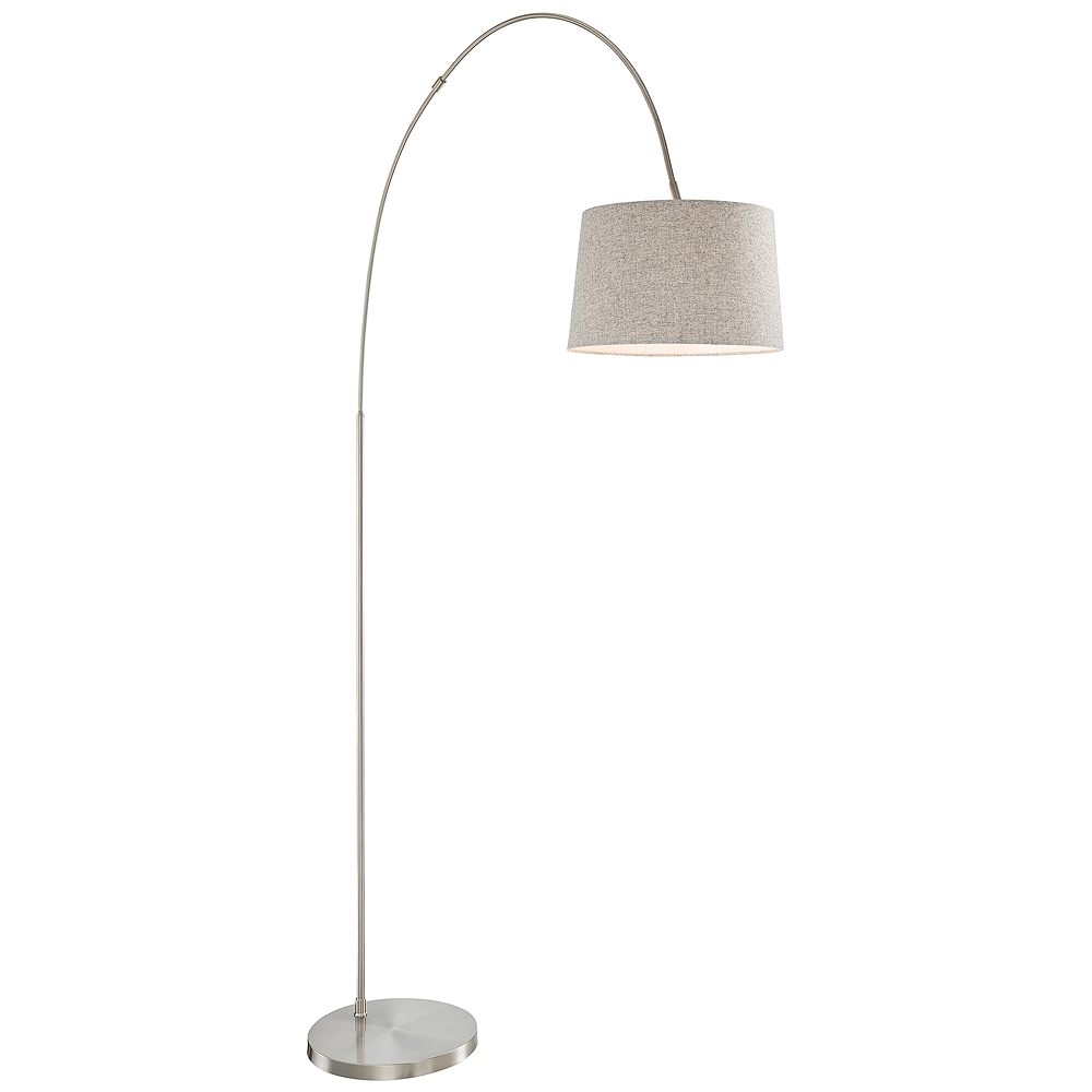 Hooper Brushed Nickel Arc Floor Lamp with Gray Shade - Style # 33H94 - Image 0