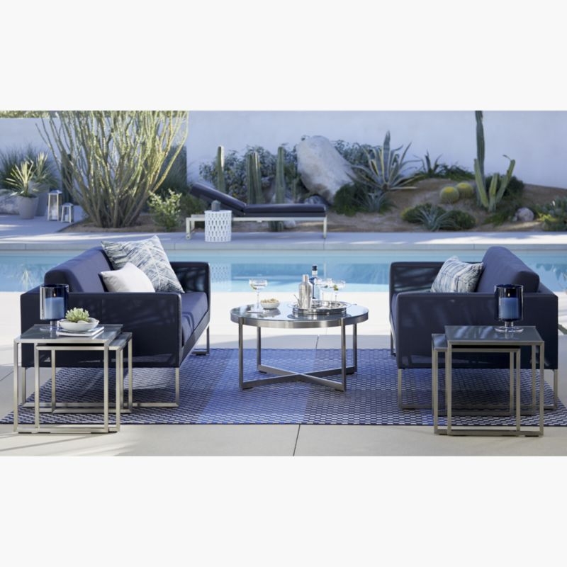 Dune Outdoor Nesting Tables with Charcoal Painted Glass Set of Two - Image 6