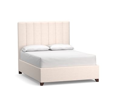 Kira Channel Tufted Upholstered Bed, King, Performance Heathered Tweed Ivory - Image 0
