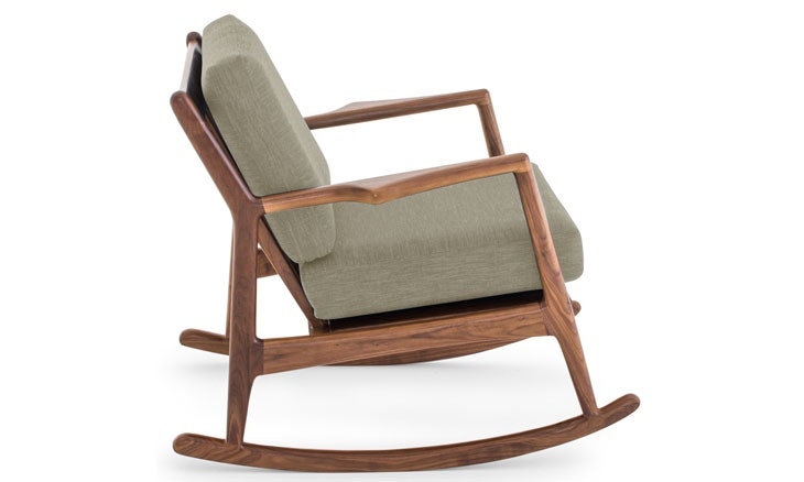 Green Collins Mid Century Modern Rocking Chair - Nova Olive - Walnut - Image 1