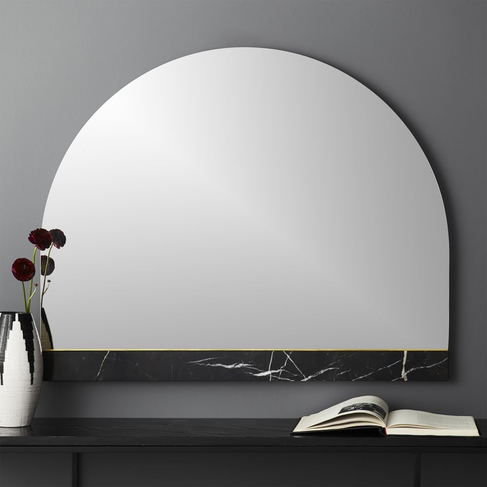 Vaughn Black Mantle Mirror with Marble Brass Inlay - Image 0