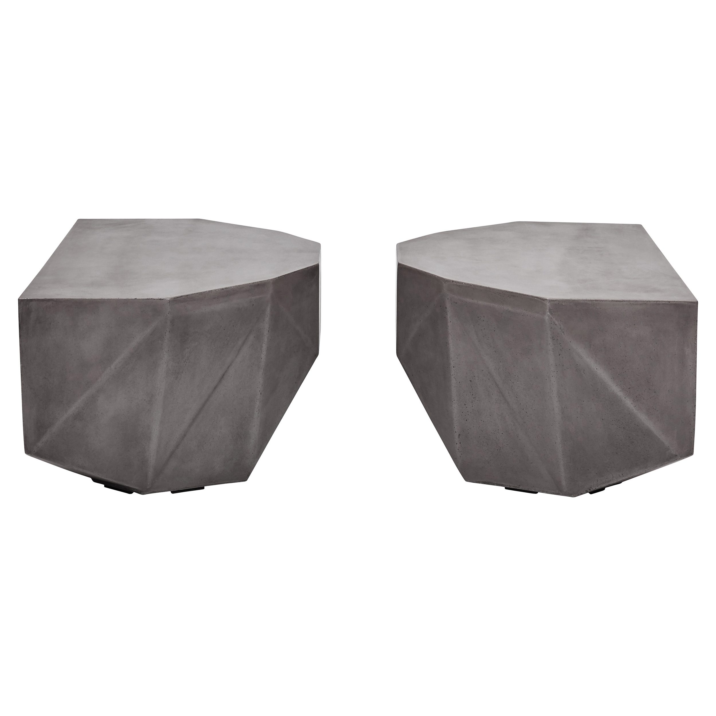 Lily Modern Classic Dark Grey Geometric Outdoor Coffee Table - Set of 2 - Image 5