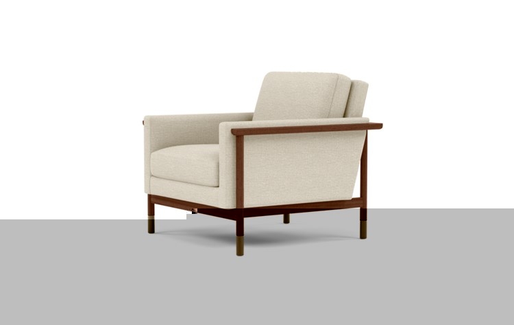 Jason Wu Chair with Beige Linen Fabric and Oiled Walnut with Brass Cap legs - Image 3