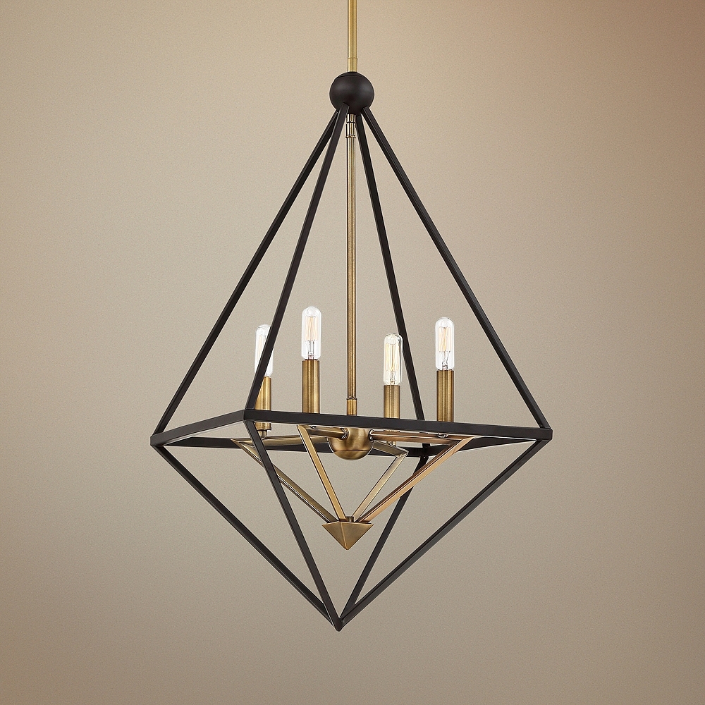 Louvre 22 1/2" Wide Bronze and Brass 4-Light Foyer Pendant - Style # 67T70 - Image 0
