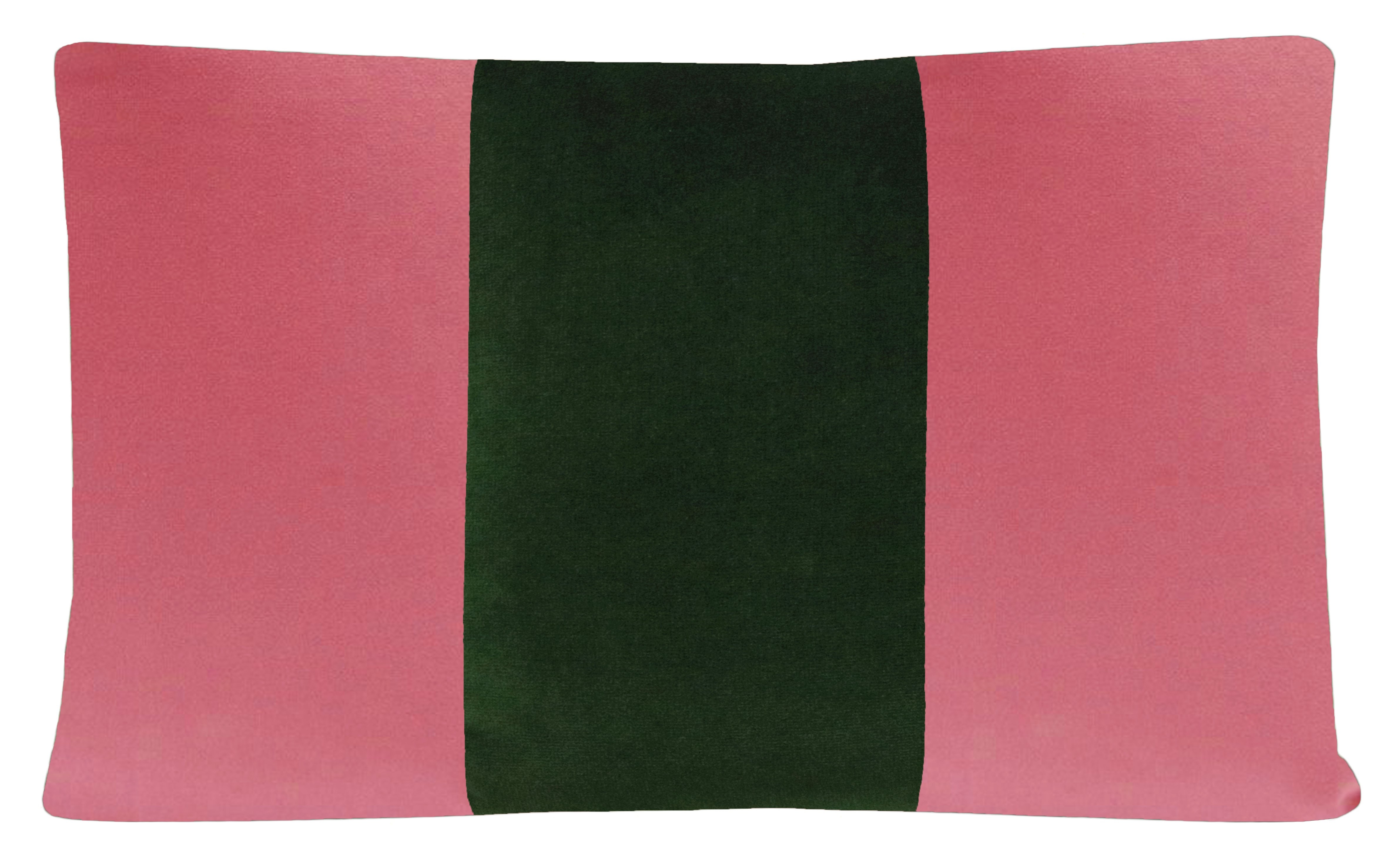 The Little Lumbar :: Signature Velvet // Rosé Pink + Fern - 12" X 18" - Image 0