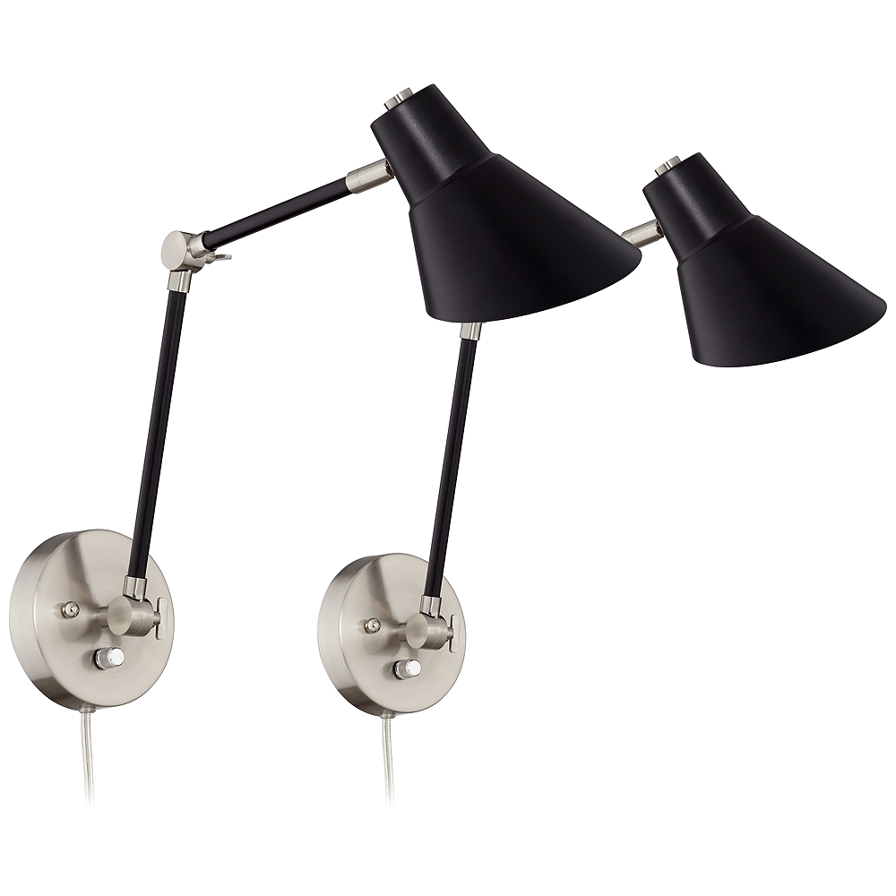 Rappaport Nickel and Black Wall Lamp Set of 2 - Style # 39W29 - Image 0