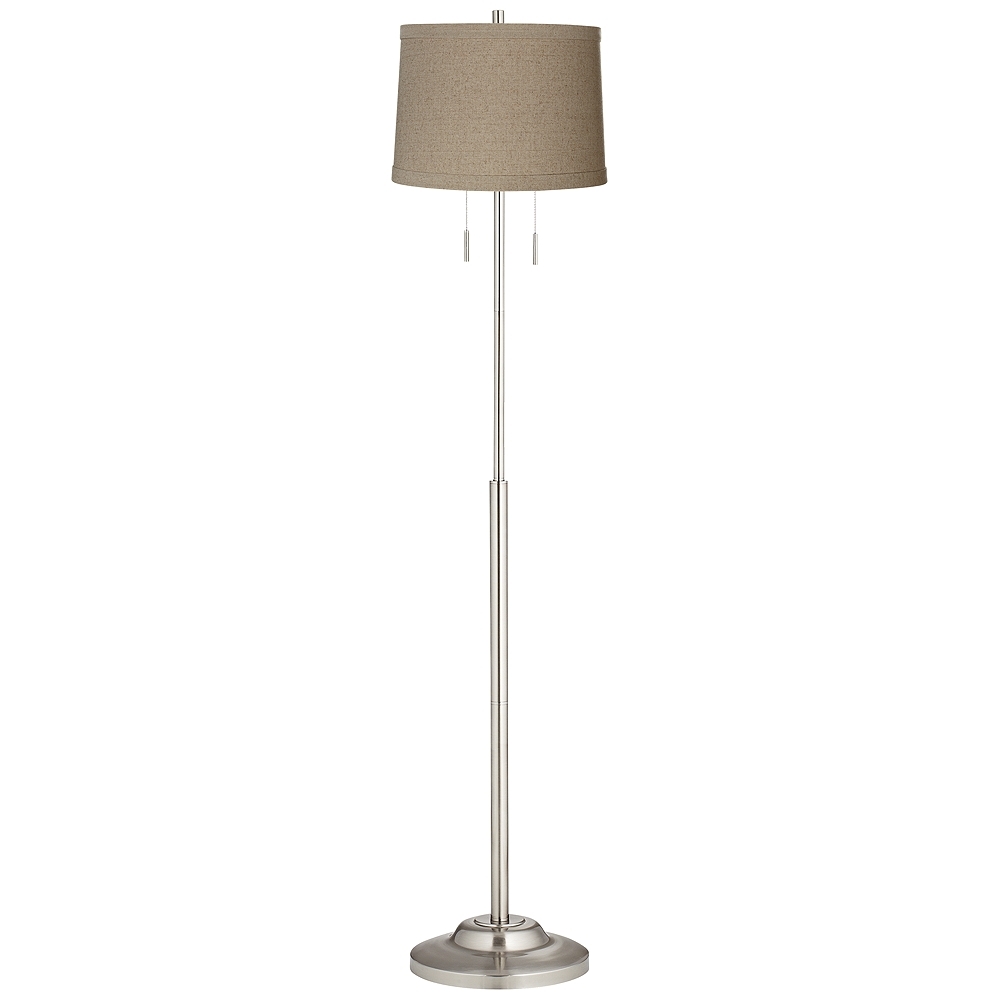 360 Lighting Abba 66" High Natural Linen Twin Pull Chain Floor Lamp - Image 0