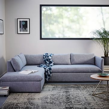 Shelter Sectional Set 01: Left Arm Sofa, Right Arm Terminal Chaise, Poly, Chunky Basketweave, Stone - Image 2