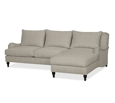 Carlisle English Arm Upholstered Left Arm Loveseat with Chaise Sectional, Polyester Wrapped Cushions, Performance Heathered Tweed Pebble - Image 2