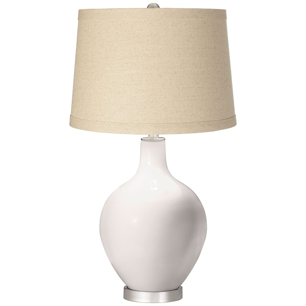 Color Plus Ovo 28 1/2"  Oatmeal Linen Shade Smart White Table Lamp - Image 0