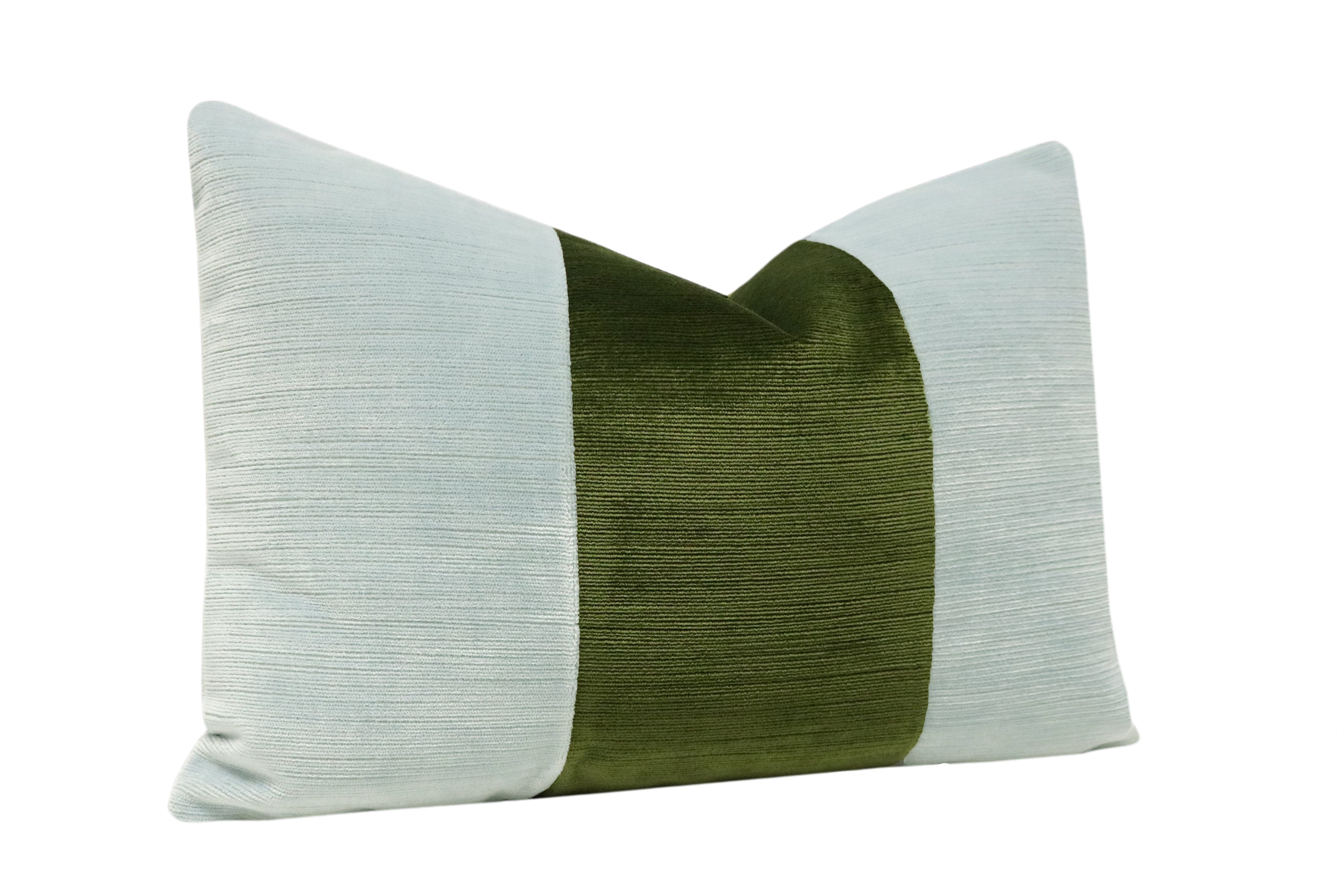 THE LITTLE LUMBAR :: STRIE VELVET // SPA BLUE + OLIVE - LITTLE LUMBAR 12" X 18" - Image 2