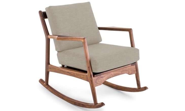 Beige Collins Mid Century Modern Rocking Chair - Chance Sand - Walnut - Image 0